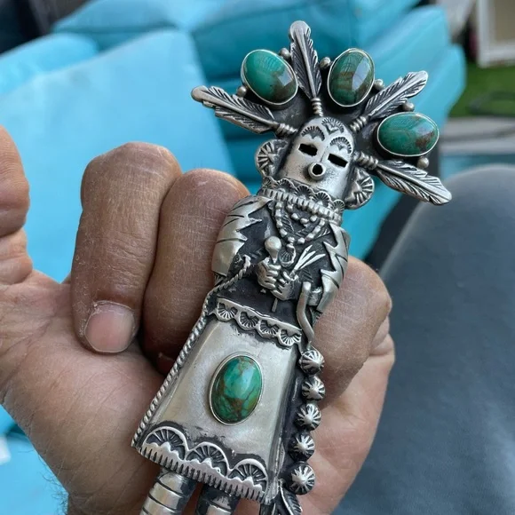 Vintage Navajo ring kachina dancer ring sterling SZ 7.5 - Picture 3 of 9